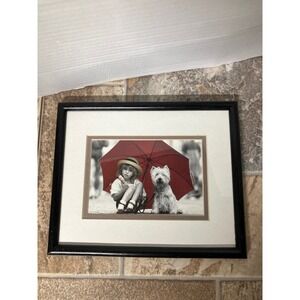 Figi Graphics Framed Art Print Little Girl and West Highland Terrier Dog Under